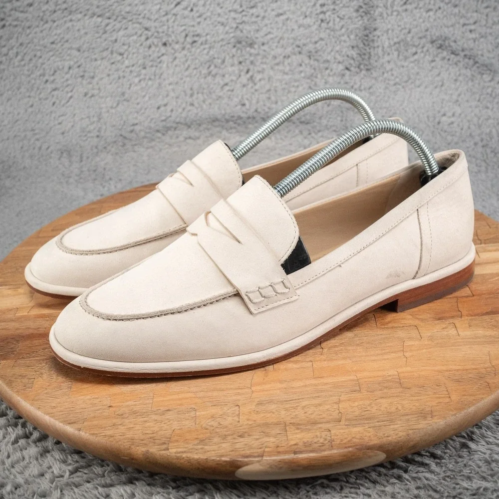 J. McLaughlin Concetta Loafer Shoes Suede Leather Natural Women's Size‎ 11M